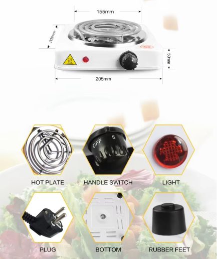 Electric Stove For Cooking - Hot Plate Heat Up In Just 2 mins - Easy to Clean -Metal Body (random color )