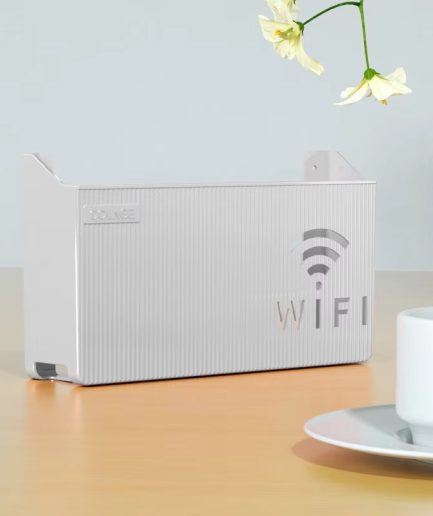WiFi Router Shelf & Cable Organizer – Wall-Mount ABS Plastic Storage Box for Routers, Power Strips & Cables (Random Colors)