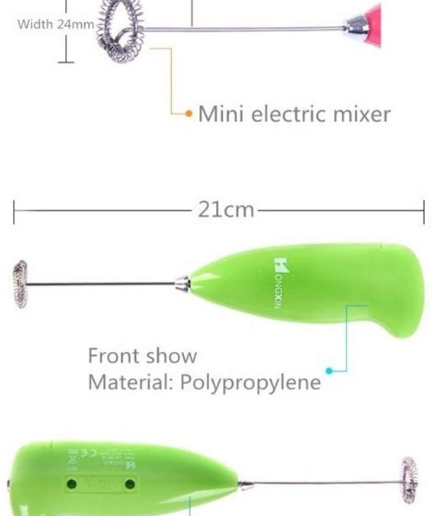 Electric Egg Beater Milk Drink Coffee Whisk Mixer Foamer Mini Handle Stirrer Practical Cooking Tool Kitchen Cell Operated (Mix/Random Color)